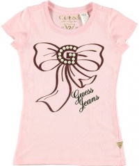 GUESS Kids Girls Little Logo Tee, PINK (7/8) GUESS Kids Girls Little Logo Tee, PINK (7/8)