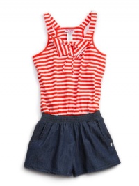 GUESS Kids Girls Striped Romper, ORANGE (14) GUESS Kids Girls Striped Romper, ORANGE (14)