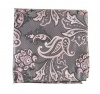 100% Silk Woven Silver and Baby Pink Pin Paisley Pocket Square