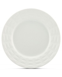 A cut above. The Castle Peak dinner plate presents an ultra-modern take on kate spade new york's signature bow motif featuring bold faceted accents in cream-colored stoneware. A cut above. The Castle Peak dinner plate presents an ultra-modern take on kate spade new york's signature bow motif featuring bold faceted accents in cream-colored stoneware.