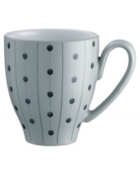 A true gem, the Amethyst Stone mug features a festive dot and line motif on slate-colored stoneware from Denby's collection of dinnerware. The dishes can work alone with their playful theme or they can be paired with simply glazed Amethyst pieces for a well-balanced and uniquely customized table setting. A true gem, the Amethyst Stone mug features a festive dot and line motif on slate-colored stoneware from Denby's collection of dinnerware. The dishes can work alone with their playful theme or they can be paired with simply glazed Amethyst pieces for a well-balanced and uniquely customized table setting.