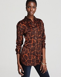 A fall-perfect style, this animal-print Equipment blouse is cut in their signature silhouette for a classically chic look that goes anywhere, anytime. Team it with jeans or a slim pencil skirt--its versatility is truly endless. A fall-perfect style, this animal-print Equipment blouse is cut in their signature silhouette for a classically chic look that goes anywhere, anytime. Team it with jeans or a slim pencil skirt--its versatility is truly endless.