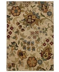 A field of fanciful florals is presented with bold lines and earthy autumn hues on this striking Sphinx area rug. Pairing a hard-twist nylon construction with a special dyeing technique, this transitional piece is designed to recreate the look and feel of the finest antique rugs. A field of fanciful florals is presented with bold lines and earthy autumn hues on this striking Sphinx area rug. Pairing a hard-twist nylon construction with a special dyeing technique, this transitional piece is designed to recreate the look and feel of the finest antique rugs.