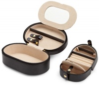 Wolf Designs 280602 Heritage Black Oval Zip Travel Case Jewelry-Box