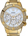 GUESS Women's U0141L2 Yellow Gold-Tone Crystal Sport Chronograph Watch