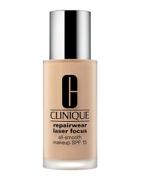 Designed to give skins the moisture that instantly helps smooth away lines. So it doesn't settle in. There's also a dollop of the technology that powers our Repairwear Laser Focus serum to help skin look smooth, soft. For best results, apply after 3-Step Skin Care System. Smooth on with Foundation Brush starting in center of face, blending outward. Remove with your favorite Clinique makeup remover. 1 oz. Designed to give skins the moisture that instantly helps smooth away lines. So it doesn't settle in. There's also a dollop of the technology that powers our Repairwear Laser Focus serum to help skin look smooth, soft. For best results, apply after 3-Step Skin Care System. Smooth on with Foundation Brush starting in center of face, blending outward. Remove with your favorite Clinique makeup remover. 1 oz.