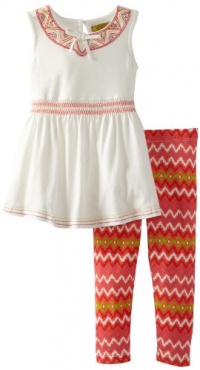 Nicole Miller Girls 2-6X Toddler Sleeveless Printed Tunic With Stretch Legging 2 Piece Set, Carmine Rose, 2T Nicole Miller Girls 2-6X Toddler Sleeveless Printed Tunic With Stretch Legging 2 Piece Set, Carmine Rose, 2T