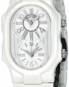 Philip Stein Women's 1-CW-MW-CW Signature Dual Time Zone Textured Dial White Ceramic Watch