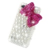 Classic Bling Peach Bow Full Pearls Diamond Crystal Hard Case Cover for Iphone 4G