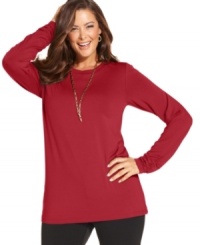An essential layering piece for the season: Alfani's long sleeve plus size top-- grab one in every color! An essential layering piece for the season: Alfani's long sleeve plus size top-- grab one in every color!