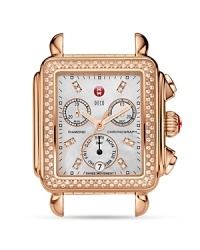 Dress your wrist to impress with for Michele's opulent rose gold watch face. The sparkling beauty touts Mother of Pearl, sapphire crystals and a bounty of diamonds for a luxe statement that shines on. Dress your wrist to impress with for Michele's opulent rose gold watch face. The sparkling beauty touts Mother of Pearl, sapphire crystals and a bounty of diamonds for a luxe statement that shines on.