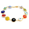 Bling Jewelry 14k Gold Vermeil Multi Color Evil Eye Bead Bracelet 7.25 Inch