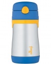 Thermos Foogo Phases Leak Proof Stainless Steel Straw Bottle, Blue/Yellow, 10 Ounce