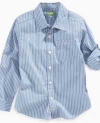 Classic cool. Pair this Greendog button-up shirt with a pair of chinos for a crisp look for fall. Classic cool. Pair this Greendog button-up shirt with a pair of chinos for a crisp look for fall.