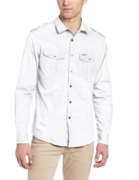 Marc Ecko Cut & Sew Men's Solid Poplin Military Shirt Marc Ecko Cut & Sew Men's Solid Poplin Military Shirt