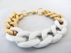Chunky Link Bracelet with White & Gold Links