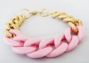 Chunky Link Bracelet with Light Pink & Gold Links