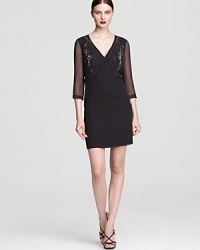 Prepare for envious stares wherever you take this chic-defining Robert Rodriguez dress -- in pure silk, this stunning LBD lights up the room with pops of metallic shine and alluring sheer sleeves. Prepare for envious stares wherever you take this chic-defining Robert Rodriguez dress -- in pure silk, this stunning LBD lights up the room with pops of metallic shine and alluring sheer sleeves.