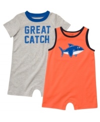 What a catch! Everyone will want to reel in this cutie when they see him in one of these cool rompers from this Carter's 2-pack. What a catch! Everyone will want to reel in this cutie when they see him in one of these cool rompers from this Carter's 2-pack.