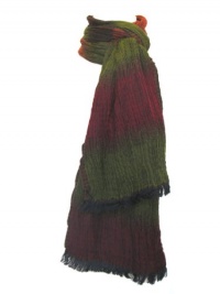 Banded Crushed Wool Scarf Stole Wrap Shawl Olive Green Red Grey Unisex Banded Crushed Wool Scarf Stole Wrap Shawl Olive Green Red Grey Unisex