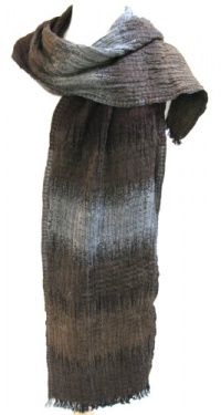 Banded Crushed Wool Scarf Stole Wrap Shawl Coffee Brown Gray Unisex Banded Crushed Wool Scarf Stole Wrap Shawl Coffee Brown Gray Unisex