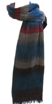 Banded Crushed Wool Scarf Stole Wrap Shawl Blue Red Grey Unisex Banded Crushed Wool Scarf Stole Wrap Shawl Blue Red Grey Unisex