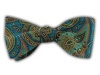 100% Silk Printed Teal Paisley Presentation Self- Tie Bow Tie