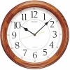 Seiko Wall Clock Quiet Sweep Second Hand Dark Brown Solid Oak Case