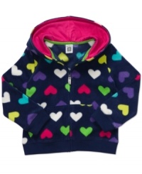 A fun allover print makes this microfleece hoodie from Carter's a sweet, snuggly fashion for when the temperature drops. A fun allover print makes this microfleece hoodie from Carter's a sweet, snuggly fashion for when the temperature drops.