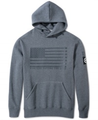 Pledge your allegiance to style in this cozy flag print fleece hoodie from Ecko Unltd. Pledge your allegiance to style in this cozy flag print fleece hoodie from Ecko Unltd.