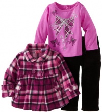 Young Hearts Girls 2-6X 3 Piece Plaid Bow Micro Polar Fleece Set Young Hearts Girls 2-6X 3 Piece Plaid Bow Micro Polar Fleece Set