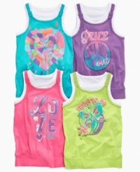 Bold colors and fun graphics make one of these tanks from So Jenni the perfect addition to any warm-weather outfit. Bold colors and fun graphics make one of these tanks from So Jenni the perfect addition to any warm-weather outfit.