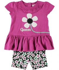 GUESS Kids Girls Baby Girl Applique Tee with Biker Short , VIOLET (12M) GUESS Kids Girls Baby Girl Applique Tee with Biker Short , VIOLET (12M)