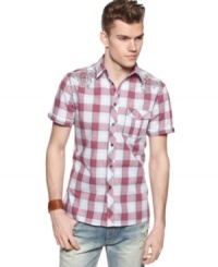 From the farm to the city, this plaid shirt from Vintage Red adds to you casual style. From the farm to the city, this plaid shirt from Vintage Red adds to you casual style.