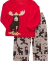 Carter's Toddler 2 Piece Fleece PJ Set - Skiing Moose-4T