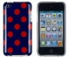 Blue/Red Polka Dot Flexible TPU Gel Case with Clear Sides for Apple iPod Touch 4, 4G (4th Generation)