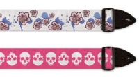 Guitar Straps - Pink Skulls / Flowers (2-PACK) Guitar Straps - Pink Skulls / Flowers (2-PACK)