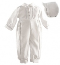 Lauren Madison baby boy Christening Baptism Special occasion Infant Shantung Full Length Romper With Inverted Pleating On Front, White, 6-9 Months Lauren Madison baby boy Christening Baptism Special occasion Infant Shantung Full Length Romper With Inverted Pleating On Front, White, 6-9 Months