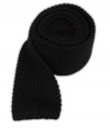 100% Silk Knit Black Skinny Tie