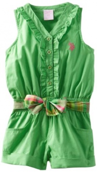 U.S. Polo Assn. Girls 2-6X Ruffled Button-Up Romper U.S. Polo Assn. Girls 2-6X Ruffled Button-Up Romper