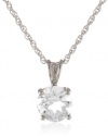 Sterling Silver 8mm Round Green Amethyst Pendant Necklace with Light Rope Chain Necklace, 18