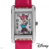 Disney Women's MIN066 Minnie Mouse Silver Rectangular Case Pink Strap Watch