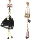 Betsey Johnson Paris is Always a Good Idea Paris Girl and Purse Mismatch Drop Earrings