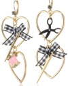 Betsey Johnson Paris is Always a Good Idea Heart Needle and Thread Drop Earrings