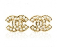 Angel Stars Gold Plated Pearls Double CC C C Small Stud Earrings -- 10mm--15mm Angel Stars Gold Plated Pearls Double CC C C Small Stud Earrings -- 10mm--15mm