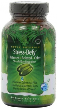 Irwin Naturals Stress Defy, Balanced, Relaxed, Calm Soft-Gels, 84-Count Bottle Irwin Naturals Stress Defy, Balanced, Relaxed, Calm Soft-Gels, 84-Count Bottle