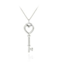 Sterling Silver Designer Inspired Polished Open Heart Key Pendant Sterling Silver Designer Inspired Polished Open Heart Key Pendant