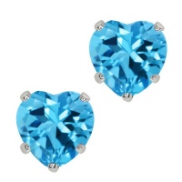 2.00 Ct Heart Shape Swiss Blue Topaz 10k White Gold Stud Earrings 6mm 2.00 Ct Heart Shape Swiss Blue Topaz 10k White Gold Stud Earrings 6mm
