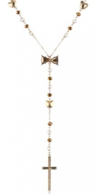 Betsey Johnson Iconic Summer Metallics Cross Rosary Y-Shaped Necklace, 28 Betsey Johnson Iconic Summer Metallics Cross Rosary Y-Shaped Necklace, 28