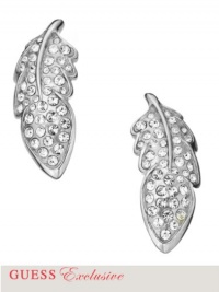 GUESS Women's Silver-Tone Pave Feather Post Earrings, SILVER GUESS Women's Silver-Tone Pave Feather Post Earrings, SILVER